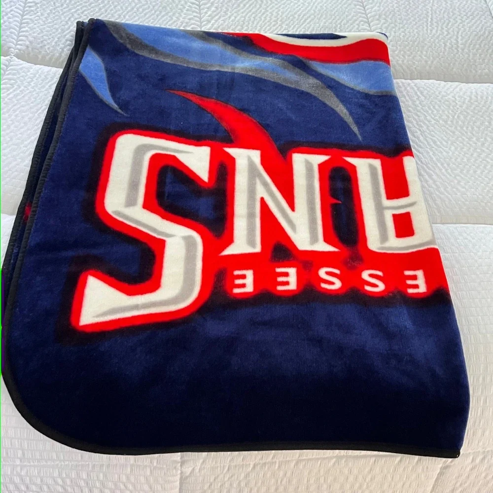 Vtg. Biederlack Tennessee Titans Blanket Spain Made Y2K Fleece Throw 60x42 Blue